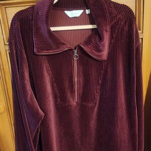 ENCORE Womens Plus Size  Burgundy Corduroy  Pullover Jacket